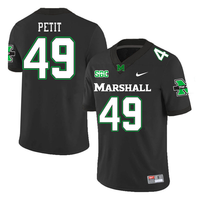 Men #49 Drew Petit Marshall Thundering Herd SBC Conference College Football Jerseys Stitched-Black